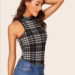 Mock-neck fitted skinny bodysuit